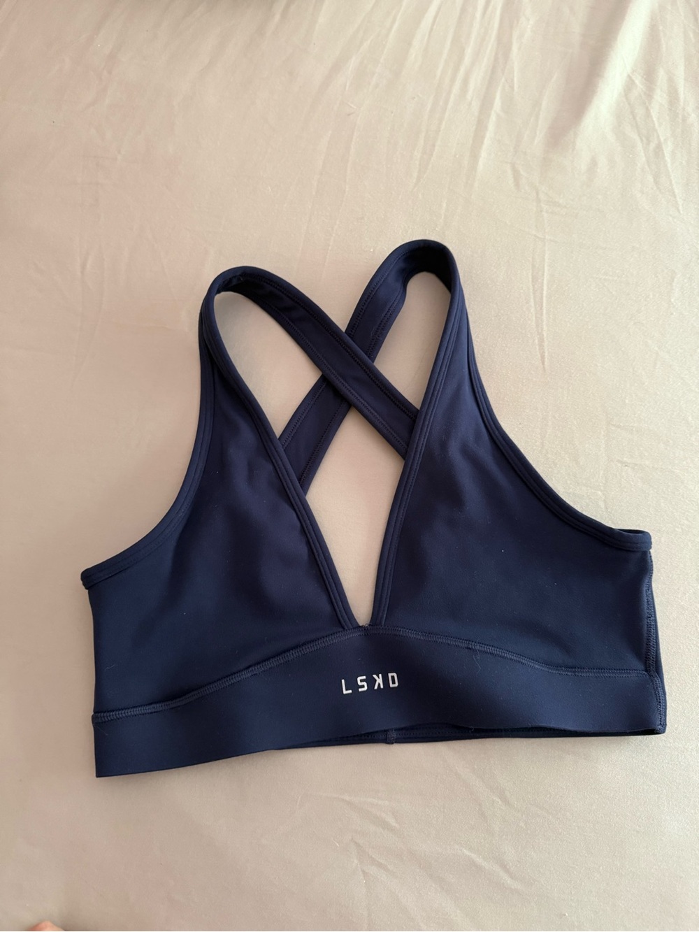 LSKD Women's Crisscross Navy Low-Impact Sports Bra - Picture 1 of 1